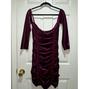 Vintage Juicy Couture Y2K Purple Velvet Mini Ruched Cocktail Dress Sz XS Baddie